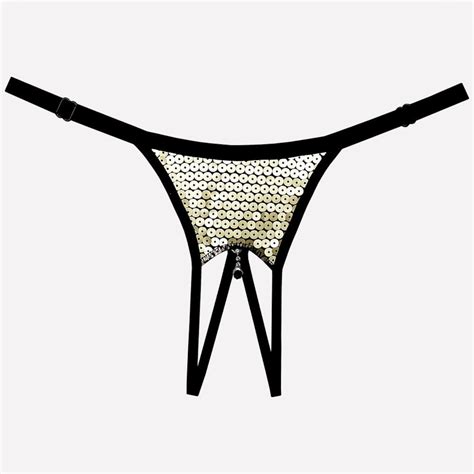 Sexy golden Liquid metal micro bikini. . Crotchless panties uncensored